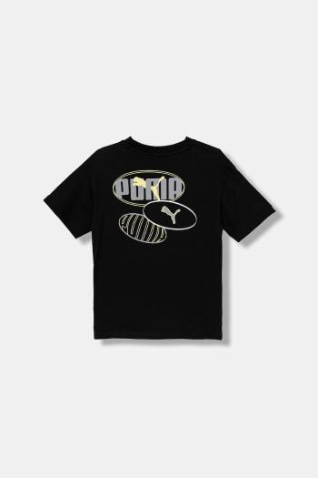 Detské bavlnené tričko Puma ESS LOGO LAB Relaxed Execution Tee B čierna farba, s potlačou, 688984