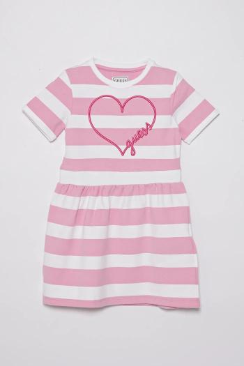 Dievčenské šaty Guess ružová farba, mini, áčkový strih, K5GK28 KBOR4
