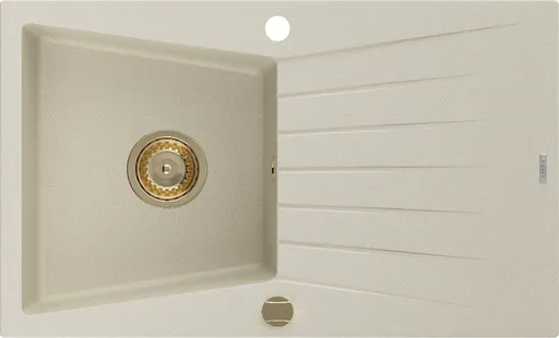 MEXEN/S MEXEN/S - Cesar granitový drez 1 s odkvapkávačom 775x470 mm, béžová,+ zlatý sifón 6514771010-69-G