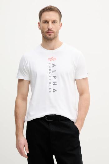 Bavlnené tričko Alpha Industries R Print T pánske, biela farba, s potlačou, 136509