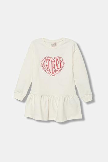 Dievčenské bavlnené šaty Guess béžová farba, mini, áčkový strih, K5YK11 KAD74
