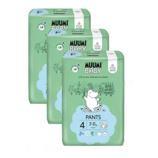 MUUMI BABY Walkers 4 Maxi 7-11 kg mesačné balenie nohavičkových eko plienok 120 ks