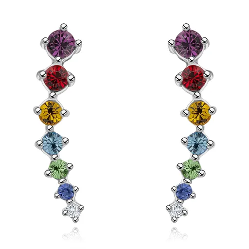 Náušnice v striebre 925 - oblúk s farebnými krištáľmi Swarovski, puzety