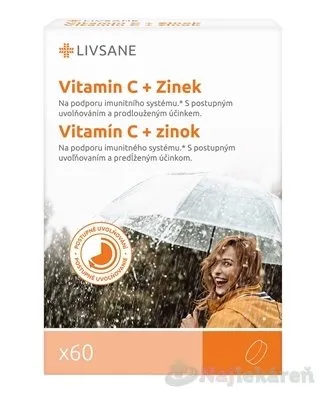 Livsane Vitamín C + Zinok s postupným uvoľňovaním 60 tabliet