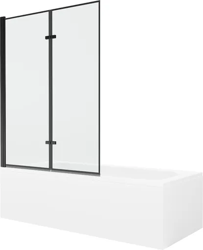 MEXEN/S - Vega obdĺžniková vaňa 180 x 80 cm s panelom + vaňová zástena 120, čierna vzor 550118080X9212027070
