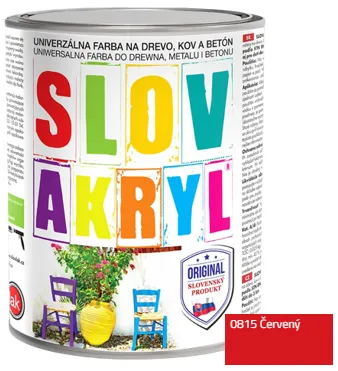 SLOVAKRYL - Univerzálna vodou riediteľná farba 0,75 kg 0815 - červená