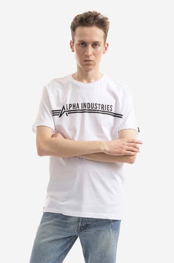 Bavlnené tričko Alpha Industries 126505.92-white, biela farba, s potlačou,T 126505 92