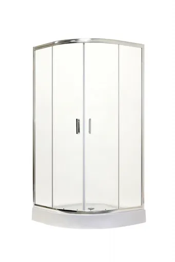 OLSEN SPA - Štvrťkruhový sprchovací kút s vaničkou BILBAO - Farba rámu zásteny - Hliník chróm, Rozmer A - 90 cm, Rozmer B - 90 cm, Smer zatváranie - Univerzálny Ľavé / Pravé, Výplň - Pear - 5 mm OLBBIL90CP