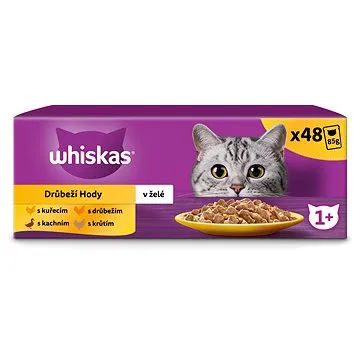 Whiskas, kapsičky hydinový výber v želé pre dospelé mačky, 48×  85 g (8410136025976)