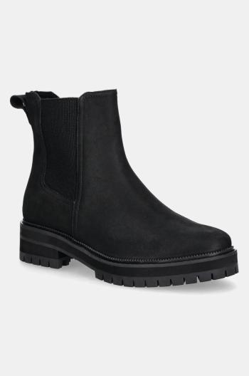 Nubukové chelsea čižmy Toms BENNET čierna farba, na plochom podpätku, 10021306