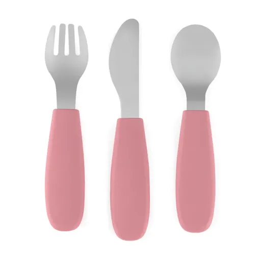 Petite&Mars Take&Match Stainless Steel Cutlery Set príbor Dusty Rose 12m+ 3 ks
