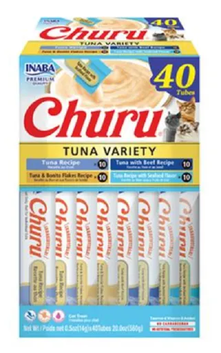 Maškrta pre mačky Inaba Churu cat Tuniak 4 príchute 40 túb 560g
