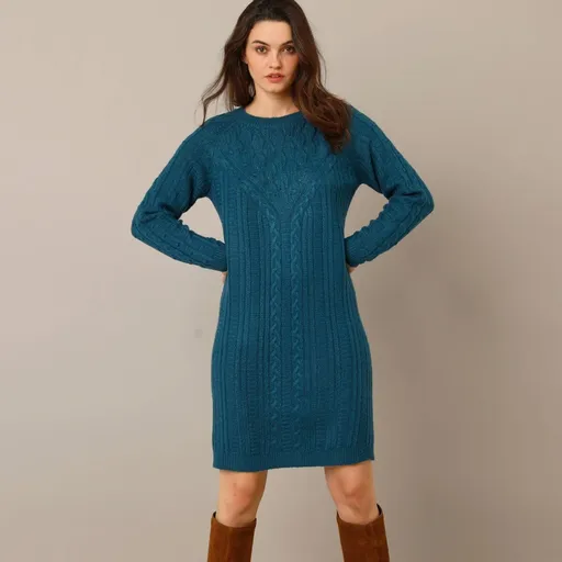 Pulóvrové šaty s vrkočovým vzorom a ažúrou