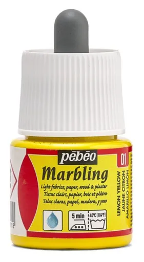 PÉBÉO MARBLING - Farba na mramorovanie 001 - lemon yellow, 45 ml