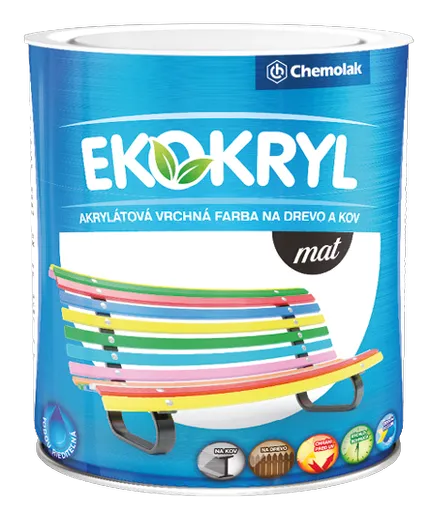 V 2045 EKOKRYL MAT - Univerzálna vodou riediteľná farba 0,6 L 0100 - biela