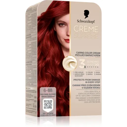 Schwarzkopf Creme Supreme permanentná farba na vlasy odtieň 6-88 Tmavá červená 60 ml