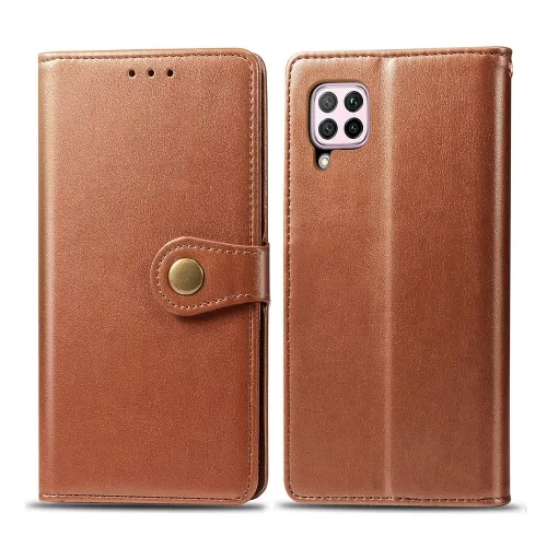 LEATHER BUCKLE Peňaženkový obal Huawei P40 Lite hnedý