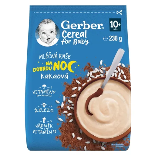 GERBER Cereal mliečna kaša kakaová na dobrú noc 10m+ 230 g