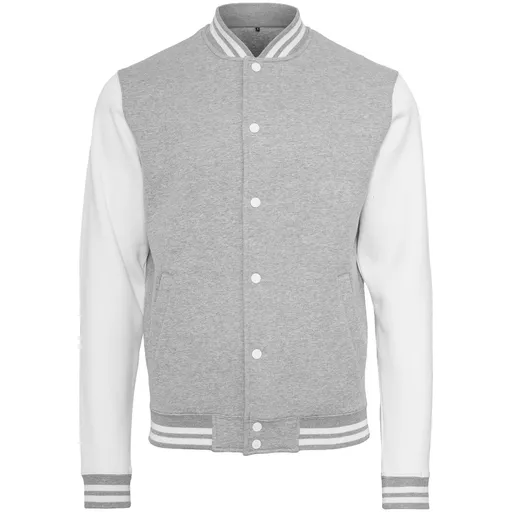 Build Your Brand Pánska baseballová mikina College - Šedý melír / biela | 2XL