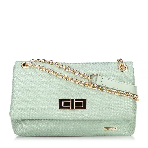 Dámska crossbody z pleteniny na retiazke zelená