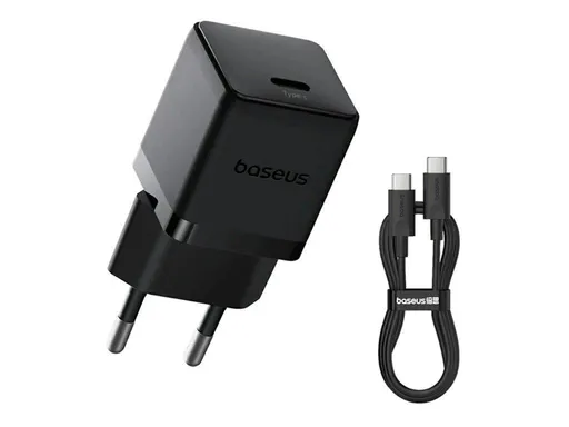 Baseus Palm Fast Nabíjačka USB-C 20W + Dátový Kábel USB-C/USB-C 1m Black