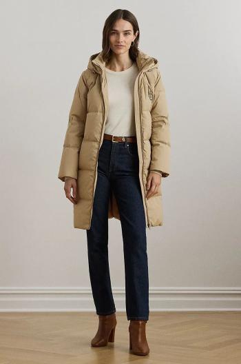 Páperová bunda Lauren Ralph Lauren dámska, béžová farba, zimná, 297962675