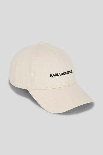 Bavlnená šiltovka Karl Lagerfeld béžová farba, s nášivkou, A3W33023