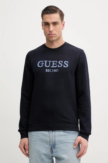 Mikina Guess BEAU pánska, tmavomodrá farba, s nášivkou, M5GQ08 KCN01