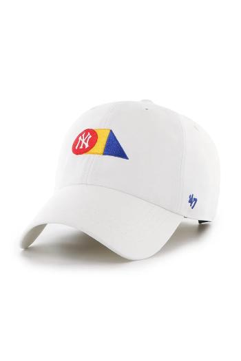 Bavlnená šiltovka 47 brand MLB New York Yankees biela farba, s nášivkou, B-PRPCU17GWS-WH