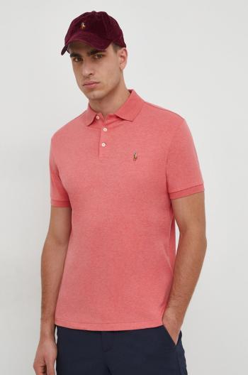 Bavlnené polo tričko Polo Ralph Lauren ružová farba, jednofarebné, 710704319