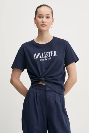 Bavlnené tričko Hollister Co. dámske, tmavomodrá farba, KI357-5000