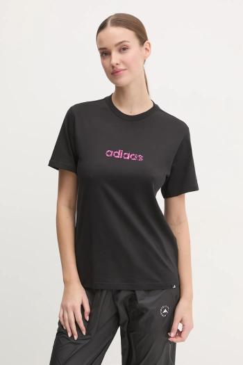 Bavlnené tričko adidas Camo dámske, čierna farba, JN1401