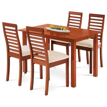 Jedálenský set z masívneho dreva so 4 stoličkami,120 x 75 x 75 cm, čerešňa