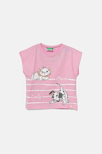 Detské bavlnené tričko United Colors of Benetton ružová farba, 3JERG10JC