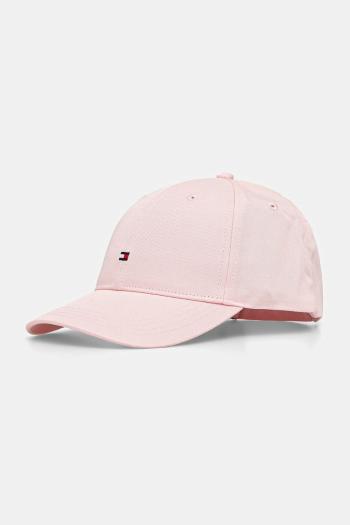 Detská bavlnená šiltovka Tommy Hilfiger ružová farba, jednofarebná, AU0AU01528