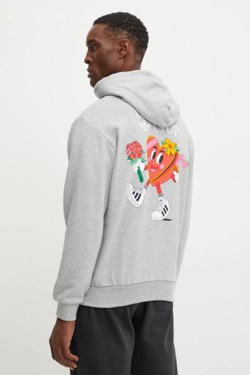 Bavlnená mikina adidas Originals MBN HOODIE pánska, šedá farba, s kapucňou, s potlačou, JP0979