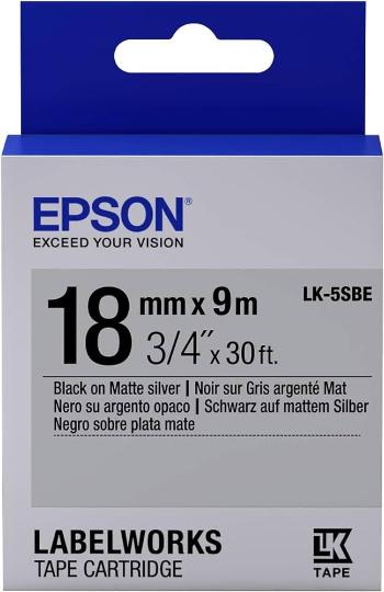 Epson LabelWorks LK-5SBE C53S655013 18mm x 9m, čierna tlač / matný strieborný podklad, matná, originálna páska