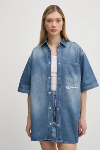 Rifľová košeľa Karl Lagerfeld Jeans dámska, voľný strih, s klasickým golierom, A1W11008