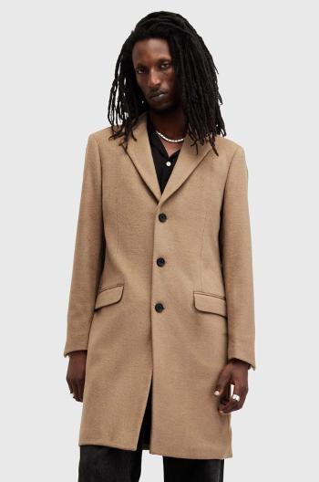 Kabát s prímesou vlny AllSaints HAL COAT béžová farba, prechodný, M005OZ