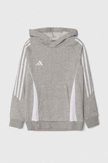 Detská mikina adidas Performance TIRO24 SWHOODY šedá farba, s kapucňou, melanžová