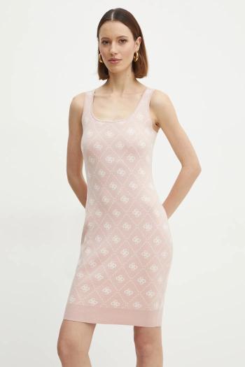 Šaty s prímesou vlny Guess SARAH ružová farba, mini, priliehavé, W4BK98 Z3JD2
