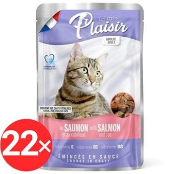 Plaisir Cat kapsička losos + treska 22× 100 g (8595657301027)