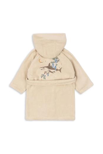 Detský bavlnený župan Konges Sløjd TERRY BATHROBE EMBROIDERY GOTS béžová farba, KS102808