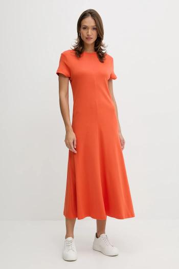 Bavlnené šaty Tommy Hilfiger oranžová farba, maxi, áčkový strih, WW0WW46710