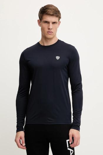 Tričko s dlhým rukávom EA7 Emporio Armani tmavomodrá farba, jednofarebné, PJRGZ.8NPT17