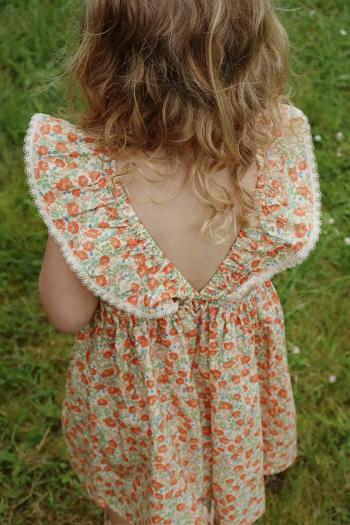 Dievčenské bavlnené šaty Konges Sløjd VERBENA DRESS GOTS oranžová farba, mini, áčkový strih, KS102296