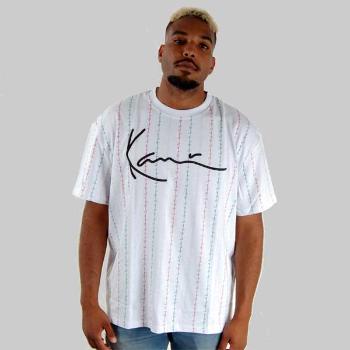 Tričko Karl Kani Signature Logo Pinstripe Tee white - S