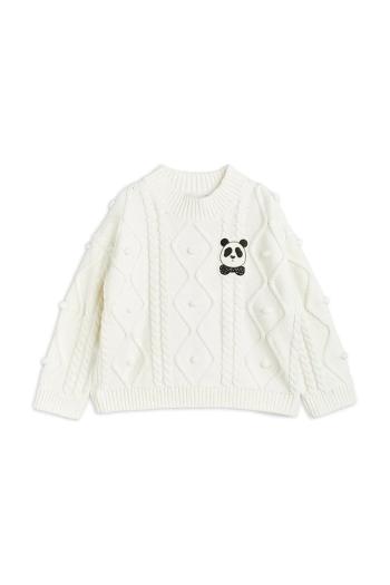 Detský sveter Mini Rodini Panda biela farba, 2562012011