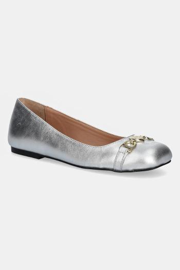 Kožené balerínky Love Moschino strieborná farba, JA11011G1MIF090B