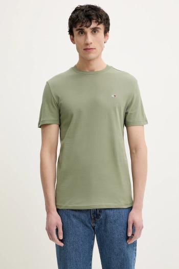 Bavlnené tričko Tommy Jeans 2-pak pánske, zelená farba, jednofarebné, DM0DM20687